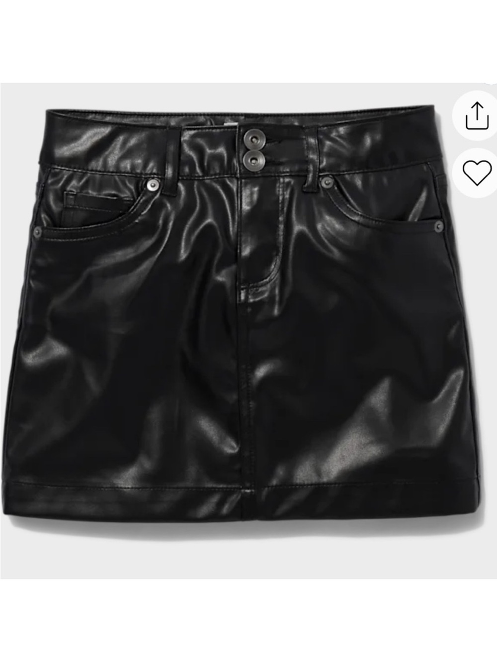 Sugar & Jade Girls Black Faux Leather Mini Skirt Size 10